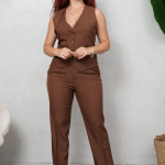 Conjunto en Tela Lino Aruba Color Café