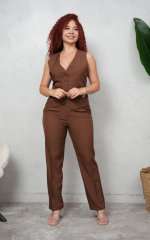 Conjunto en Tela Lino Aruba Color Café